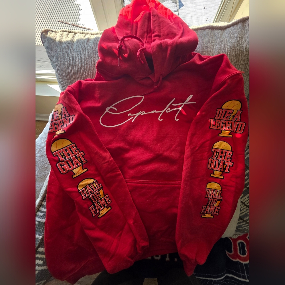 Mens Red Hoodie with Graphic Print Size Medium NWOT